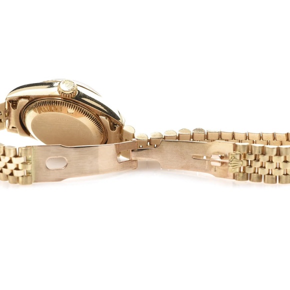 Authentic ROLEX 18K Yellow Gold 26mm Oyster Perpetual Datejust Watch Linen 69178 - Picture 4 of 5